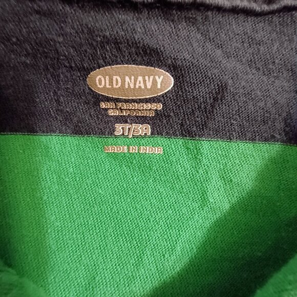 VGUC: Boys' Old Navy sz 3T Blue & Green Striped Polo Shirt - Picture 3 of 3